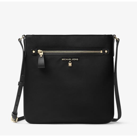 Michael Kors Black Kelsey Nylon Crossbody Handbag Purse GS - Picture 1 of 9